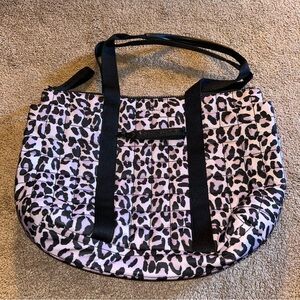 Kate Spade Pink Leopard Print Tote Bag with Black Straps